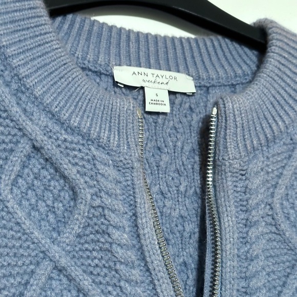 Ann Taylor Mixed Stitch Bomber Jacket Sweater Small - Picture 5 of 6